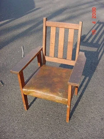 ANTIQUE MISSION OAK ARTS AND CRAFTS CHILD'S CHAIR SIGNED H.J. 1936? Cover