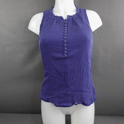 Camiseta sin mangas J Crew para mujer 2 azul arrugada seda capa fluida informal carrera oficina día básico Foto 1 de 4