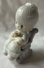 Precious Moments Salt & Pepper Shaker Set Grandma with Cat Sits on Rocking Chair
