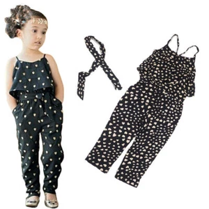 2PC Toddler Baby Girls Fashionable condole jumpsuits + belt Kids Clothes Outfits - Picture 1 of 5