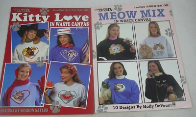 Kitty Love + Meow Mix Waste Canvas 2 Cat Cross Stitch Pattern Book LOT 2626 2779 - Image 1 of 4