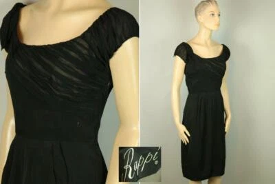 Vestido Vaina De Colección Años 50 RAPPI Acanalado Gasa Organza Rockabilly Cóctel Fiesta S Foto 1 de 4