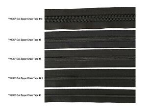 YKK  CF Coil Zipper Chain Tape #3, #4.5, #5, #8 or #10 - Long Sliders / Stoppers
