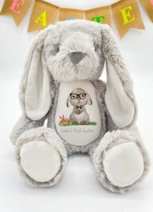 Pajarita personalizada My First Easter Teddy gris/azul/blanco conejito l negra - Imagen 1 de 6
