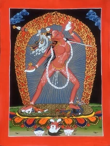 VAJRAYOGINI / JOGINI MA / YOGINI ORIGINAL MEISTERWERK TIBETISCHES THANGKA GEMÄLDE - Bild 1 von 10