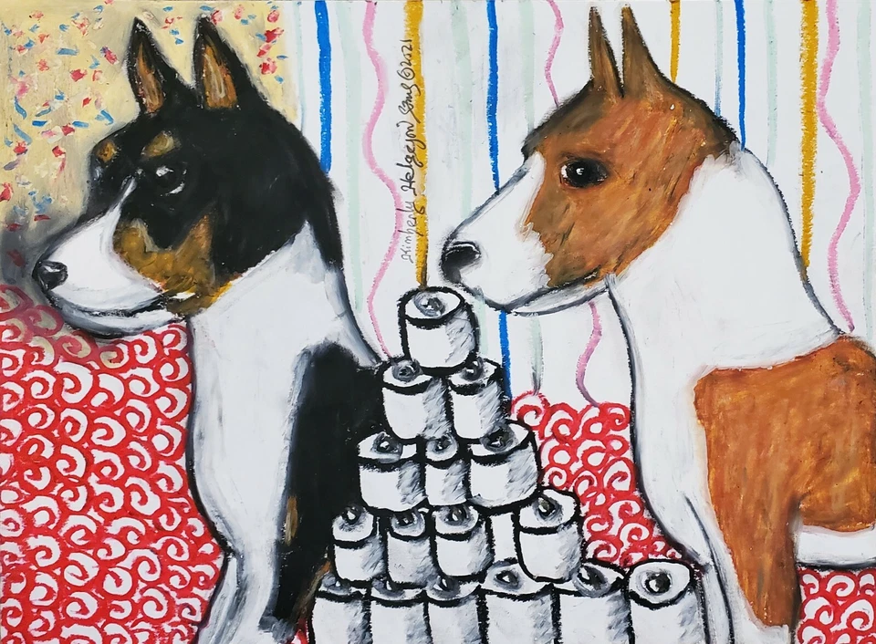 BASENJI Collectible ACEO PRINT Art Card 2.5 X 3.5 Signed Artist KSAMS TP Hoard - Image 1 of 1