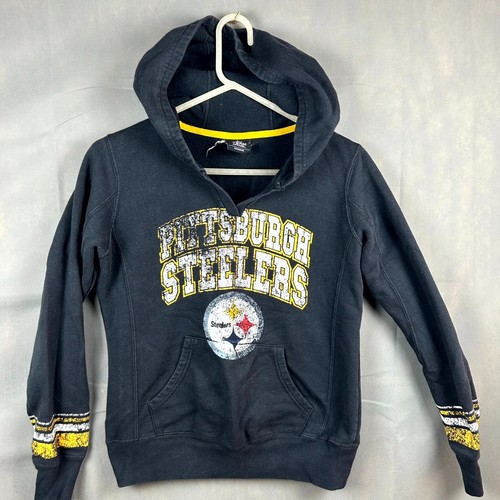 VETEMENTS Felpa con cappuccio donna Team Apparel nera Pittsburgh Steelers calcio pile manica lunga