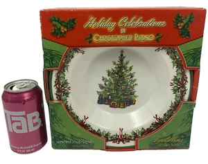 Christopher Radko Traditions Holiday Celebrations Rimmed 9" Soup Bowls Set of 4 - Picture 1 of 10