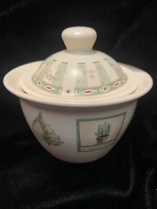 Pfaltzgraff Naturewood Sugar Bowl With Lid - Ivory & Green - Plants - Picture 1 of 4