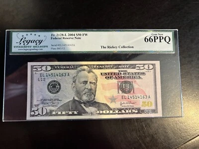 DBR 2004 $50 FRN San Francisco Gem Fr. 2128-L Legacy 66 PPQ Serial EL14514163A - Image 1 of 2