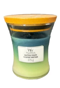 WOODWICK NAUTICAL ESCAPE MEDIUM JAR CANDLE,SLIGHTLY USED 275g - Picture 1 of 3