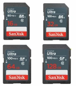 SanDisk ULTRA SD SDHC SDXC Flash Memory Card 128GB 64GB 32GB 16GB C10 100MB/s UK - Picture 1 of 7