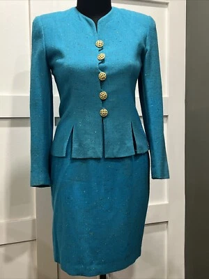 Traje Noviello Bloom Vintage Talla 4, Más Falda Adicional, Color Turquesa Foto 1 de 4