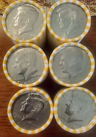 Box Of 50 Bank Wrapped Rolls ~ Kennedy Half Dollars ~ Unsearched $500 FV Cover