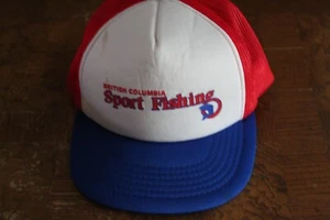 Vintage  British Columbia sport Fishing Trucker Cap  Snap backmesh Hat - Bild 1 von 3