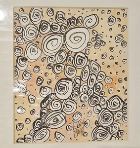 De colección 1966 abstracto firmado Albert Smyth mate 20” x 16”/impresión 7” x 6” rosa - Imagen 1 de 6