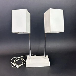 Mid Century Doppel White Cube Robert Sonneman Stil Schreibtischlampe für Kovacs - Bild 1 von 15
