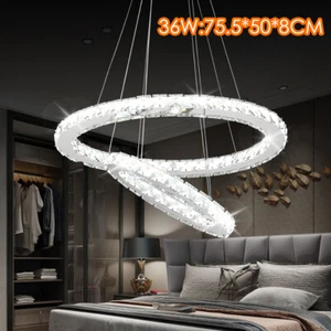 LED Deckenlampen Deckenleuchten Kristall Kronleuchter Lampe Ring Pendelleuchte - Bild 1 von 13