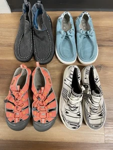 Lot 4 Pairs Of Women’s Size 9 KEEN, Hey Dude, Ariat Loafers, Sandals, Casual - Picture 1 of 8