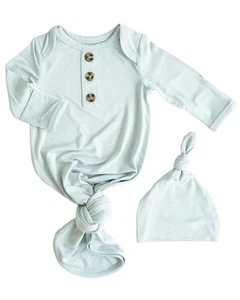 Newborn Knotted Gown with Hat, Soft Bamboo Viscose Baby Sleep Sack, Unisex In... - Picture 1 of 7
