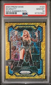 2024 Panini Prizm WWE Scarlett #123 Gold Shimmer Fotl PSA 10 - Picture 1 of 2