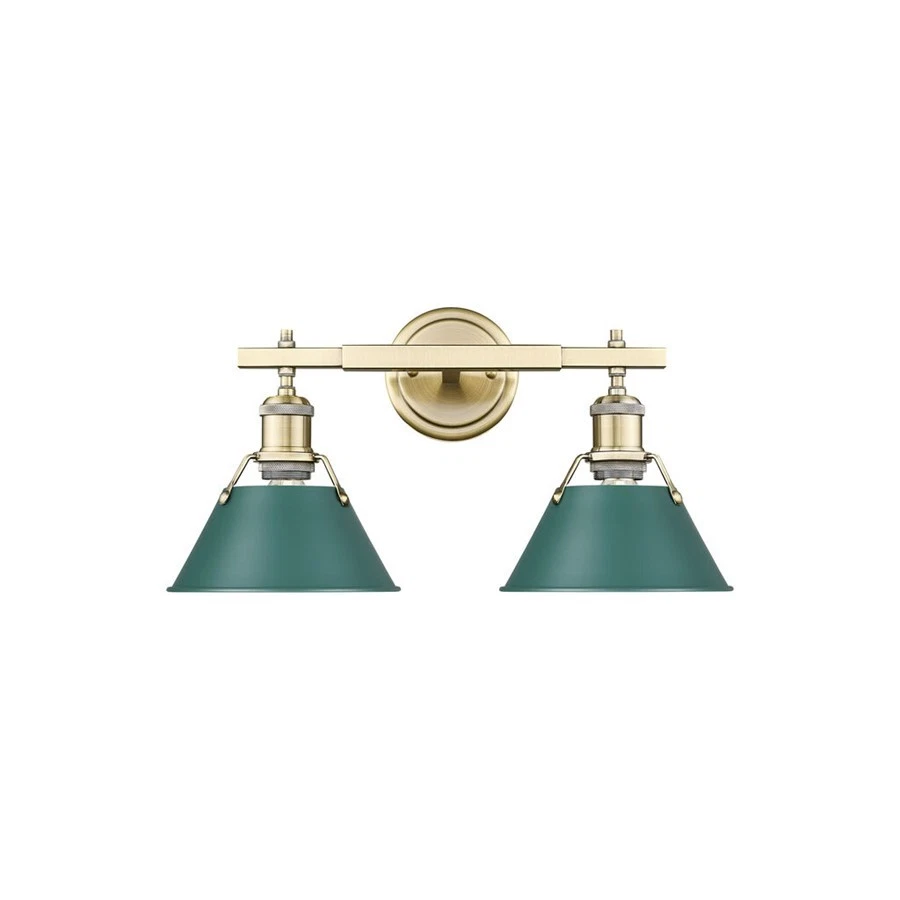 Golden Orwell 2-Light Vanity Light, Aged Brass/Pine Green - 3306-BA2AB-GN - Изображение 1 из 1