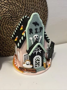 Broomstick Gingerbread Halloween Haunted House Whimsical Village Storefront - Picture 1 of 7