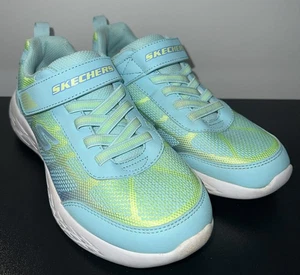 Skechers Green Light Blue Green Girls Sneakers Size 2 Velvro - Picture 1 of 9