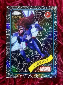 2025 Topps Marvel Chrome LIBERTY /399 Spider Web Refractor 1st Appearance #198 - Picture 1 of 2