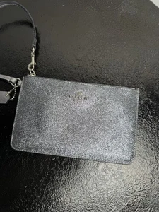 COACH SMALL SILVER GLITTER STAR WALLET CLUTCH WRISTLET ZIP SILVER AUTHENTIC - Picture 1 of 6