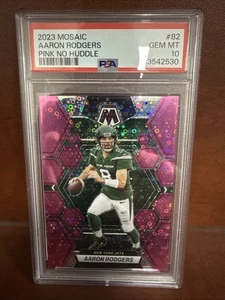 Aaron Rodgers 2023 Panini Mosaic No Huddle Pink Disco Prizm #82/20 20 NY Jets - Imagen 1 de 3
