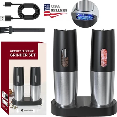 Electric Salt and Pepper Grinder Set, Automatic Gravity Salt and Pepper Grinder - Image 1 of 4