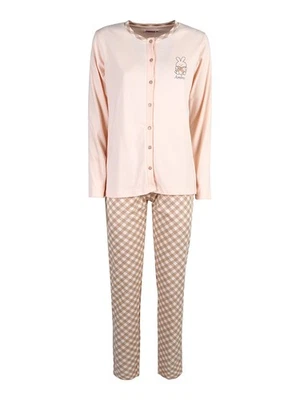 Linea Ambro Pigiama lungo da donna aperto con bottoni - cipria - Imagen 1 de 3