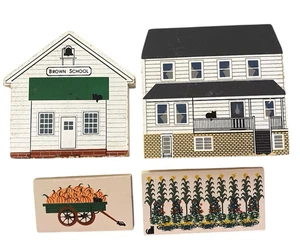 The Cat’s Meow Ohio Amish Jonas Troyes Home Brown School Pumpkin Wagon Corn - Picture 1 of 13