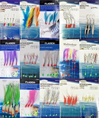 15 Fladen Feathers Rigs Mixed Mackerel Mackeral Lures Cod Sea Fishing Traces - Image 1 of 4