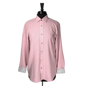 Ted Baker London Men's Button Down Dress Shirt Pink Geometric Long Sleeve Top 4 - Picture 1 of 10