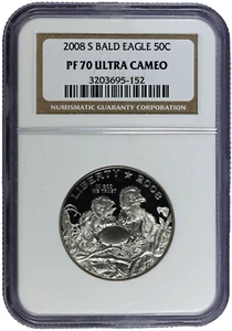 2008-S NGC PF70 Ultra Cameo Bald Eagle Modern Commem Clad Half Dollar-Old Holder - Picture 1 of 2