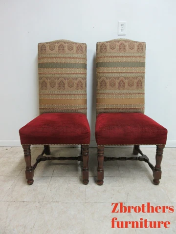 Pair Fremarc French Tapestry Dining Room Side Chairs A Cover