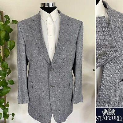 Vintage Stafford Mens Two Button Blazer Silk Tweed Sport Coat Jacket Size 46R - Image 1 of 4