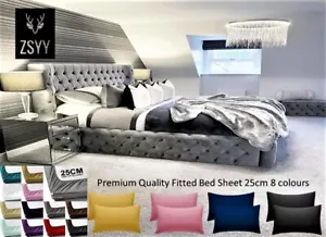 Sábana de cama de polialgodón de 25 cm de buena calidad 144 TC fácil cuidado resistente - Imagen 1 de 19