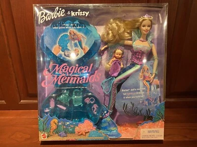 Juego Muñeca Barbie y Krissy Sirena Mágica 2000 CÁSCARA BRILLA NUEVO Foto 1 de 4