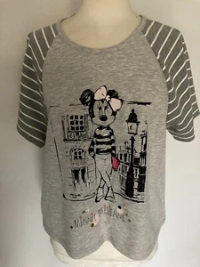Disneyland Paris Ladies Grey Minnie Crop Short Sleeve Sweatshirt Size XL. New. - Picture 1 of 6