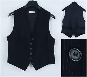 Womens Waistcoat Small Size UK 10 EU 36 Blue Striped RENE LEZARD Formal Vest - Picture 1 of 12