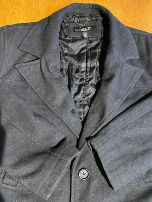Black Rivet Black Heavyweight Wool Blend Dress Coat Mens Size Medium - Image 1 of 4