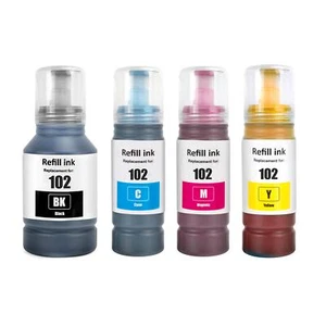 4 Botellas de Tinta (Set) para reemplazar Epson 102 Compatible/non-OEM - Zdjęcie 1 z 3