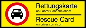 Hinterglasaufkleber KfZ „Rettungskarte an Sonnenblende“ DE/EN Schild Folie - Bild 1 von 6