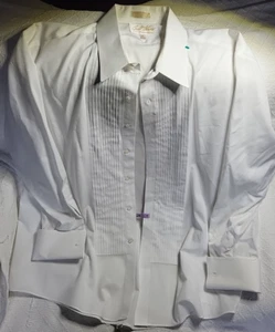 Bill Blass Formal Tuxedo Shirt White Dress Evening Size 17" Neck - Picture 1 of 4