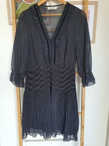 Sunny Girl Dress Sz 14 Black White Spots Pleats Elastic Waist EUC - Picture 1 of 7