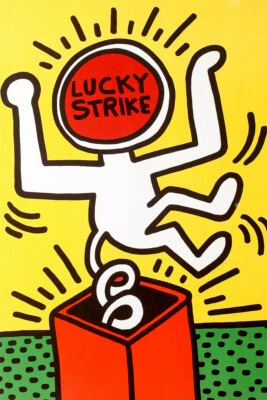 Lucky Strike Cigarettes 1987 Haring arte de pared decoración del hogar - póster 20x30 Foto 1 de 4