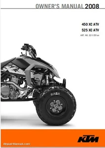 2008 KTM 450 XC 525 XC ATV Motorcycle Owners Manual - Picture 1 of 1